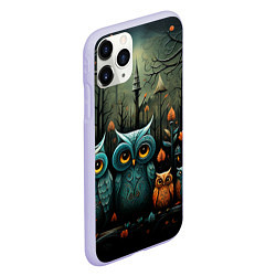 Чехол iPhone 11 Pro матовый Совы в стиле Folk Art, цвет: 3D-светло-сиреневый — фото 2