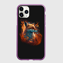 Чехол iPhone 11 Pro матовый Огненная лиса, цвет: 3D-фиолетовый