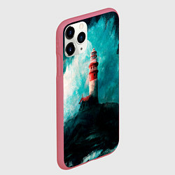 Чехол iPhone 11 Pro матовый Бушующее море, цвет: 3D-малиновый — фото 2
