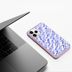 Чехол iPhone 11 Pro матовый Пиксельная абстракция из квадратов, цвет: 3D-розовый — фото 2