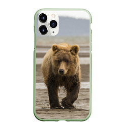 Чехол iPhone 11 Pro матовый Медвежонок в аэропорту, цвет: 3D-салатовый
