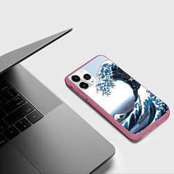 Чехол iPhone 11 Pro матовый Цунами в Японии, цвет: 3D-малиновый — фото 2