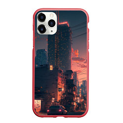 Чехол iPhone 11 Pro матовый Киото на закате, цвет: 3D-красный
