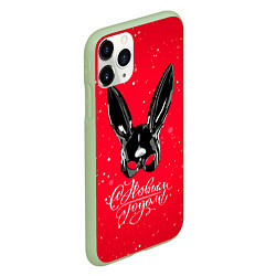 Чехол iPhone 11 Pro матовый Маска зайки новогодняя, цвет: 3D-салатовый — фото 2