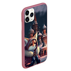 Чехол iPhone 11 Pro матовый Лиса на Красной площади, цвет: 3D-малиновый — фото 2