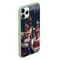 Чехол iPhone 11 Pro матовый Лиса на Красной площади, цвет: 3D-салатовый — фото 2