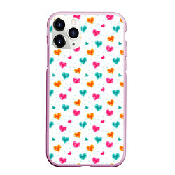 Чехол iPhone 11 Pro матовый Горячие сердца, цвет: 3D-розовый
