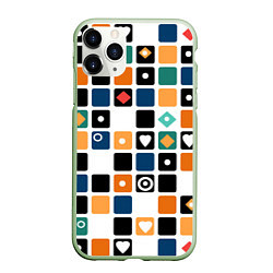 Чехол iPhone 11 Pro матовый Разноцветный геометрический узор Мозаика, цвет: 3D-салатовый