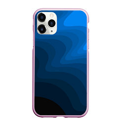 Чехол iPhone 11 Pro матовый Абстрактный темно синий узор волны, цвет: 3D-розовый