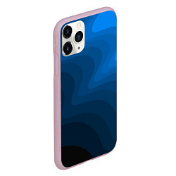 Чехол iPhone 11 Pro матовый Абстрактный темно синий узор волны, цвет: 3D-розовый — фото 2