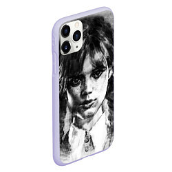 Чехол iPhone 11 Pro матовый Уэнсдэй рисунок, цвет: 3D-светло-сиреневый — фото 2