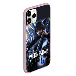 Чехол iPhone 11 Pro матовый Уэнсдэй играет, цвет: 3D-розовый — фото 2
