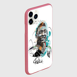 Чехол iPhone 11 Pro матовый Пеле бразильский футболист, цвет: 3D-малиновый — фото 2