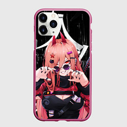 Чехол iPhone 11 Pro матовый Chainsaw Man - Power, цвет: 3D-малиновый