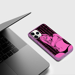 Чехол iPhone 11 Pro матовый Человек - бензопила Пауэр в топике, цвет: 3D-фиолетовый — фото 2