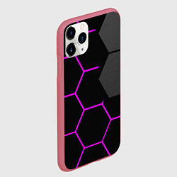Чехол iPhone 11 Pro матовый Крупные неоновые соты, цвет: 3D-малиновый — фото 2
