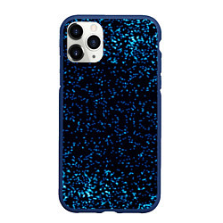 Чехол iPhone 11 Pro матовый Неоновый синий блеск на черном фоне, цвет: 3D-тёмно-синий