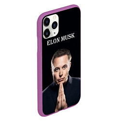 Чехол iPhone 11 Pro матовый Илон Маск, портрет на черном фоне, цвет: 3D-фиолетовый — фото 2
