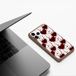 Чехол iPhone 11 Pro матовый Паттерн разбитое сердце, цвет: 3D-коричневый — фото 2