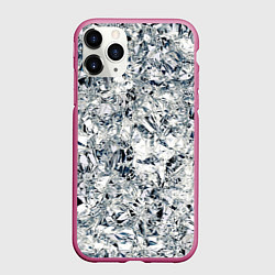 Чехол iPhone 11 Pro матовый Сверкающие кристаллы серебра, цвет: 3D-малиновый