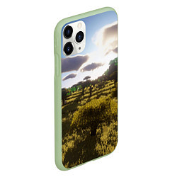 Чехол iPhone 11 Pro матовый Minecraft природа, цвет: 3D-салатовый — фото 2