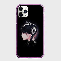 Чехол iPhone 11 Pro матовый Wednesday black kitty, цвет: 3D-фиолетовый