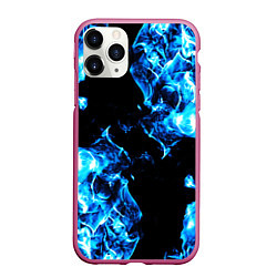 Чехол iPhone 11 Pro матовый Красивый синий огонь, цвет: 3D-малиновый