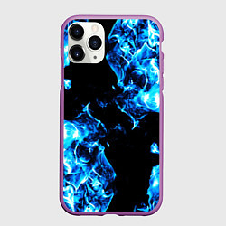 Чехол iPhone 11 Pro матовый Красивый синий огонь, цвет: 3D-фиолетовый