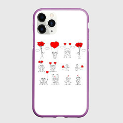 Чехол iPhone 11 Pro матовый Valentain Day, цвет: 3D-фиолетовый