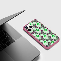 Чехол iPhone 11 Pro матовый Зеленая капля, цвет: 3D-малиновый — фото 2