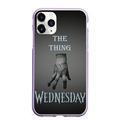 Чехол iPhone 11 Pro матовый Вещь Уэнсдей Аддамс, градиент, цвет: 3D-светло-сиреневый