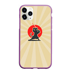 Чехол iPhone 11 Pro матовый Кот-ниндзя, цвет: 3D-фиолетовый