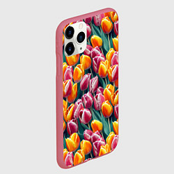Чехол iPhone 11 Pro матовый Роскошные тюльпаны, цвет: 3D-малиновый — фото 2