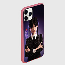Чехол iPhone 11 Pro матовый Красивая Уэнсдэй, цвет: 3D-малиновый — фото 2