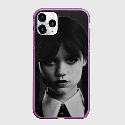 Чехол iPhone 11 Pro матовый Симпатичная Уэнсдэй, цвет: 3D-фиолетовый