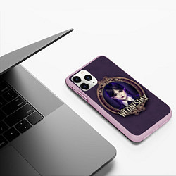 Чехол iPhone 11 Pro матовый Уэнсдэй портрет, цвет: 3D-розовый — фото 2