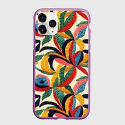 Чехол iPhone 11 Pro матовый Эффект вышивки, цвет: 3D-фиолетовый