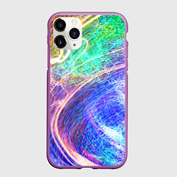 Чехол iPhone 11 Pro матовый Абстрактные разноцветные молнии, цвет: 3D-фиолетовый