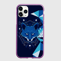 Чехол iPhone 11 Pro матовый Голова синей лисы, цвет: 3D-фиолетовый