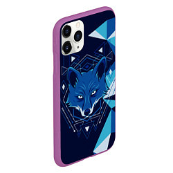 Чехол iPhone 11 Pro матовый Голова синей лисы, цвет: 3D-фиолетовый — фото 2