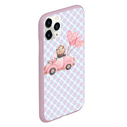 Чехол iPhone 11 Pro матовый Мишка едет в авто, цвет: 3D-розовый — фото 2