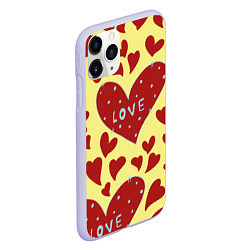 Чехол iPhone 11 Pro матовый Надпись love в красном сердце, цвет: 3D-светло-сиреневый — фото 2