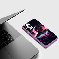 Чехол iPhone 11 Pro матовый Луна в горах, цвет: 3D-фиолетовый — фото 2