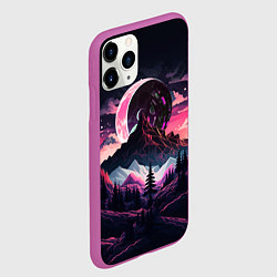 Чехол iPhone 11 Pro матовый Луна в горах, цвет: 3D-фиолетовый — фото 2