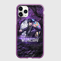 Чехол iPhone 11 Pro матовый Уэнсдэй играет на виолончели арт, цвет: 3D-фиолетовый