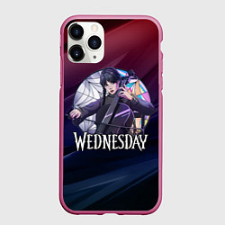 Чехол iPhone 11 Pro матовый Уэнсдэй играет на виолончели рисунок, цвет: 3D-малиновый