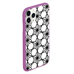 Чехол iPhone 11 Pro матовый Чёрно-белый абстрактный паттерн из звёзд, цвет: 3D-фиолетовый — фото 2