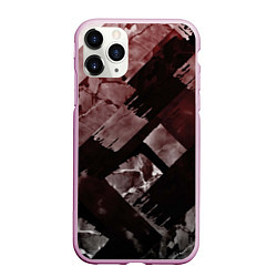 Чехол iPhone 11 Pro матовый Красные и чёрные полосы, цвет: 3D-розовый