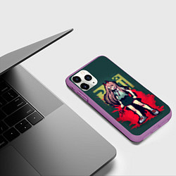 Чехол iPhone 11 Pro матовый Персонаж Пауэр - Человек бензопила, цвет: 3D-фиолетовый — фото 2