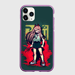Чехол iPhone 11 Pro матовый Персонаж Пауэр - Человек бензопила, цвет: 3D-фиолетовый